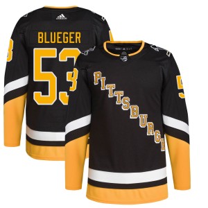 Youth Pittsburgh Penguins Teddy Blueger Adidas Authentic Black 2021/22 Alternate Primegreen Pro Player Jersey - Blue