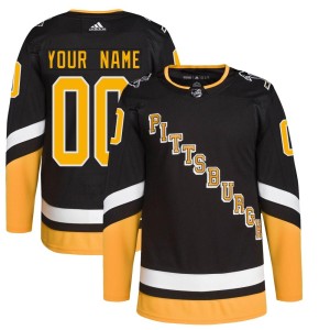 Youth Pittsburgh Penguins Custom Adidas Authentic 2021/22 Alternate Primegreen Pro Player Jersey - Black