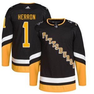 Youth Pittsburgh Penguins Denis Herron Adidas Authentic 2021/22 Alternate Primegreen Pro Player Jersey - Black