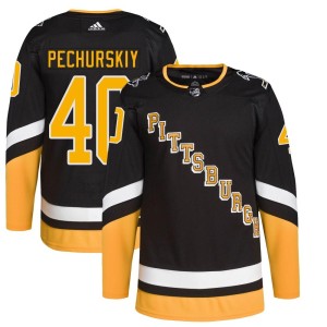 Youth Pittsburgh Penguins Alexander Pechurskiy Adidas Authentic 2021/22 Alternate Primegreen Pro Player Jersey - Black
