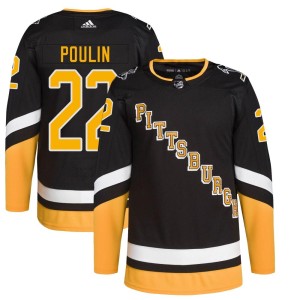 Youth Pittsburgh Penguins Sam Poulin Adidas Authentic 2021/22 Alternate Primegreen Pro Player Jersey - Black