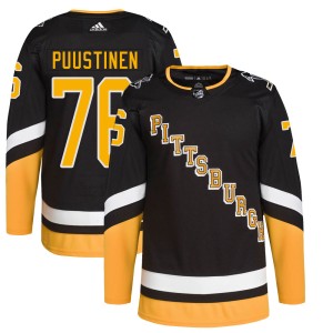Youth Pittsburgh Penguins Valtteri Puustinen Adidas Authentic 2021/22 Alternate Primegreen Pro Player Jersey - Black