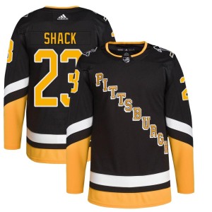 Youth Pittsburgh Penguins Eddie Shack Adidas Authentic 2021/22 Alternate Primegreen Pro Player Jersey - Black