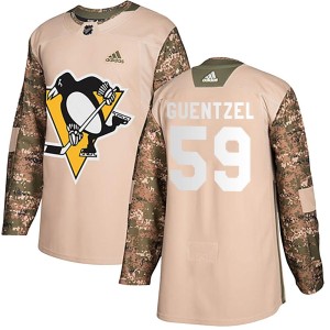 Men's Pittsburgh Penguins Jake Guentzel Adidas Authentic Veterans Day Practice Jersey - Camo