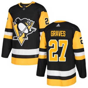 Youth Pittsburgh Penguins Ryan Graves Adidas Authentic Home Jersey - Black