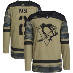 Youth Pittsburgh Penguins Jim Paek Adidas Authentic Military Appreciation Practice Jersey - Camo
