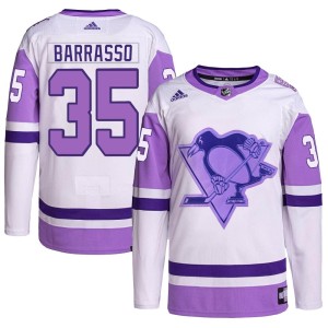 Men's Pittsburgh Penguins Tom Barrasso Adidas Authentic Hockey Fights Cancer Primegreen Jersey - White/Purple
