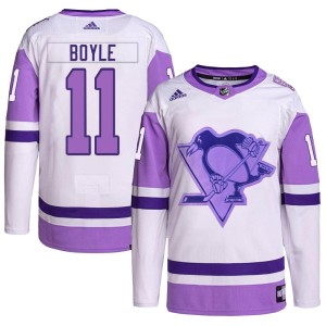 Men's Pittsburgh Penguins Brian Boyle Adidas Authentic Hockey Fights Cancer Primegreen Jersey - White/Purple