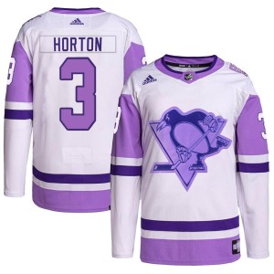 Men's Pittsburgh Penguins Tim Horton Adidas Authentic Hockey Fights Cancer Primegreen Jersey - White/Purple