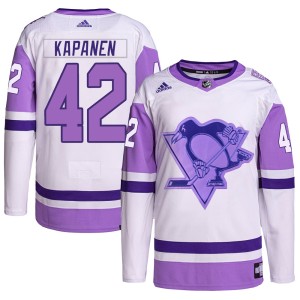 Men's Pittsburgh Penguins Kasperi Kapanen Adidas Authentic Hockey Fights Cancer Primegreen Jersey - White/Purple