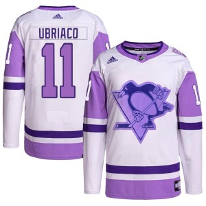 Men's Pittsburgh Penguins Gene Ubriaco Adidas Authentic Hockey Fights Cancer Primegreen Jersey - White/Purple