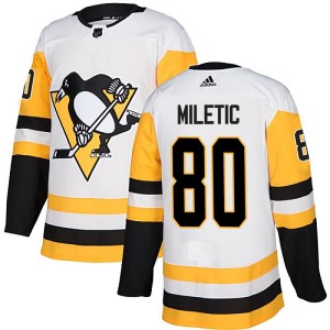 Youth Pittsburgh Penguins Sam Miletic Adidas Authentic Away Jersey - White