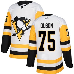 Youth Pittsburgh Penguins Kyle Olson Adidas Authentic Away Jersey - White