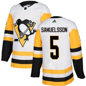 Youth Pittsburgh Penguins Ulf Samuelsson Adidas Authentic Away Jersey - White