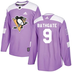 Men's Pittsburgh Penguins Andy Bathgate Adidas Authentic Fights Cancer Practice Jersey - Purple