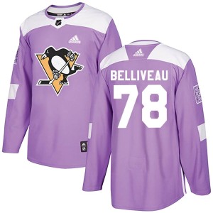 Men's Pittsburgh Penguins Isaac Belliveau Adidas Authentic Fights Cancer Practice Jersey - Purple