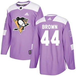 Men's Pittsburgh Penguins Rob Brown Adidas Authentic Fights Cancer Practice Jersey - Purple