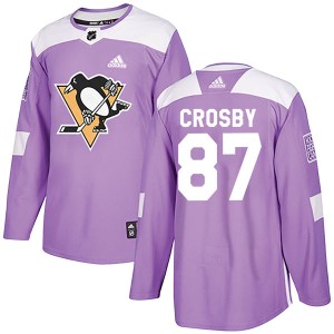 Men's Pittsburgh Penguins Sidney Crosby Adidas Authentic Fights Cancer Practice Jersey - Purple