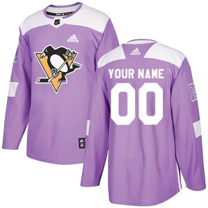 Men's Pittsburgh Penguins Custom Adidas Authentic ized Fights Cancer Practice Jersey - Purple
