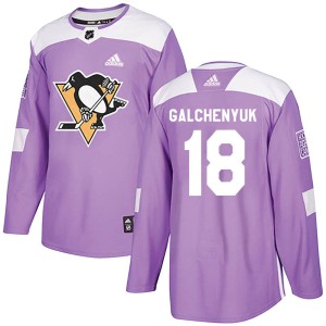 Men's Pittsburgh Penguins Alex Galchenyuk Adidas Authentic Fights Cancer Practice Jersey - Purple