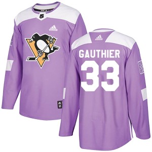 Men's Pittsburgh Penguins Taylor Gauthier Adidas Authentic Fights Cancer Practice Jersey - Purple