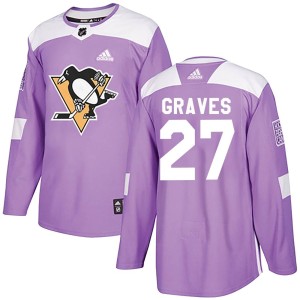 Men's Pittsburgh Penguins Ryan Graves Adidas Authentic Fights Cancer Practice Jersey - Purple