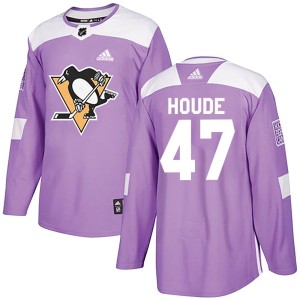 Men's Pittsburgh Penguins Samuel Houde Adidas Authentic Fights Cancer Practice Jersey - Purple