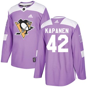 Men's Pittsburgh Penguins Kasperi Kapanen Adidas Authentic Fights Cancer Practice Jersey - Purple