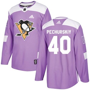 Men's Pittsburgh Penguins Alexander Pechurskiy Adidas Authentic Fights Cancer Practice Jersey - Purple