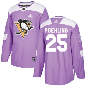 Men's Pittsburgh Penguins Ryan Poehling Adidas Authentic Fights Cancer Practice Jersey - Purple