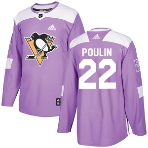 Men's Pittsburgh Penguins Sam Poulin Adidas Authentic Fights Cancer Practice Jersey - Purple