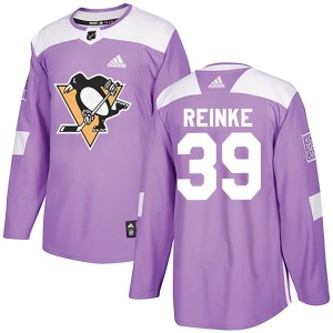 Men's Pittsburgh Penguins Mitch Reinke Adidas Authentic Fights Cancer Practice Jersey - Purple