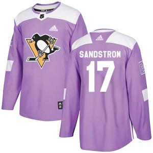 Men's Pittsburgh Penguins Tomas Sandstrom Adidas Authentic Fights Cancer Practice Jersey - Purple