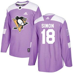 Men's Pittsburgh Penguins Dominik Simon Adidas Authentic ized Fights Cancer Practice Jersey - Purple