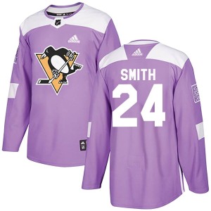 Men's Pittsburgh Penguins Ty Smith Adidas Authentic Fights Cancer Practice Jersey - Purple
