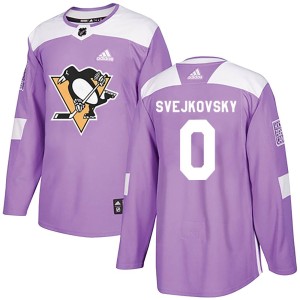 Men's Pittsburgh Penguins Lukas Svejkovsky Adidas Authentic Fights Cancer Practice Jersey - Purple
