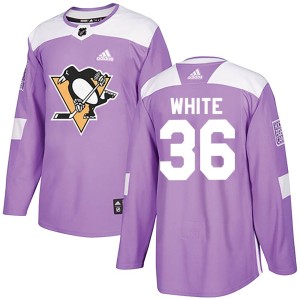 Men's Pittsburgh Penguins Colin White Adidas Authentic Fights Cancer Practice Jersey - Purple