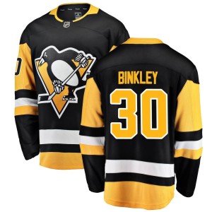 Men's Pittsburgh Penguins Les Binkley Fanatics Branded Breakaway Home Jersey - Black