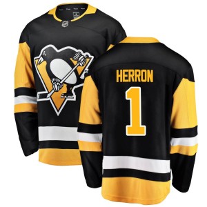Men's Pittsburgh Penguins Denis Herron Fanatics Branded Breakaway Home Jersey - Black