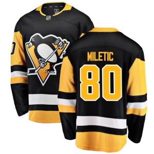 Men's Pittsburgh Penguins Sam Miletic Fanatics Branded Breakaway Home Jersey - Black