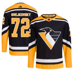 Youth Pittsburgh Penguins Lukas Svejkovsky Adidas Authentic Reverse Retro 2.0 Jersey - Black