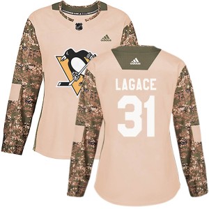 Women's Pittsburgh Penguins Maxime Lagace Adidas Authentic Veterans Day Practice Jersey - Camo