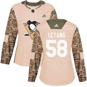 Women's Pittsburgh Penguins Kris Letang Adidas Authentic Veterans Day Practice Jersey - Camo