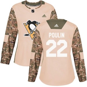 Women's Pittsburgh Penguins Sam Poulin Adidas Authentic Veterans Day Practice Jersey - Camo