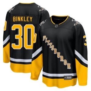 Men's Pittsburgh Penguins Les Binkley Fanatics Branded Premier 2021/22 Alternate Breakaway Player Jersey - Black
