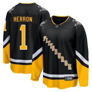 Men's Pittsburgh Penguins Denis Herron Fanatics Branded Premier 2021/22 Alternate Breakaway Player Jersey - Black