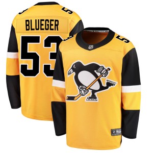 Youth Pittsburgh Penguins Teddy Blueger Fanatics Branded Breakaway Gold Alternate Jersey - Blue