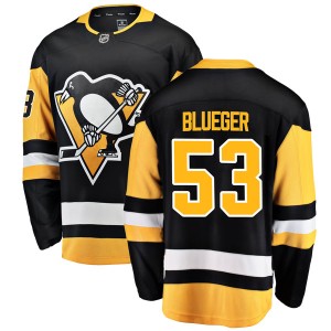 Youth Pittsburgh Penguins Teddy Blueger Fanatics Branded Breakaway Black Home Jersey - Blue