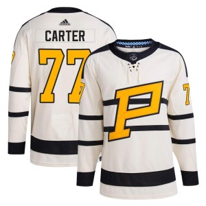 Youth Pittsburgh Penguins Jeff Carter Adidas Authentic 2023 Winter Classic Jersey - Cream