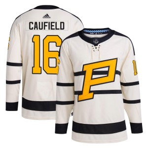 Youth Pittsburgh Penguins Jay Caufield Adidas Authentic 2023 Winter Classic Jersey - Cream